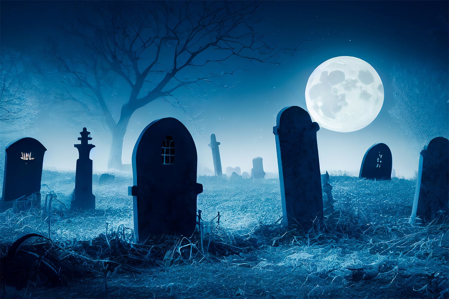 Halloween Hintergrund Gespenstischer Friedhof Mond Nacht Hintergrund BRP10-195