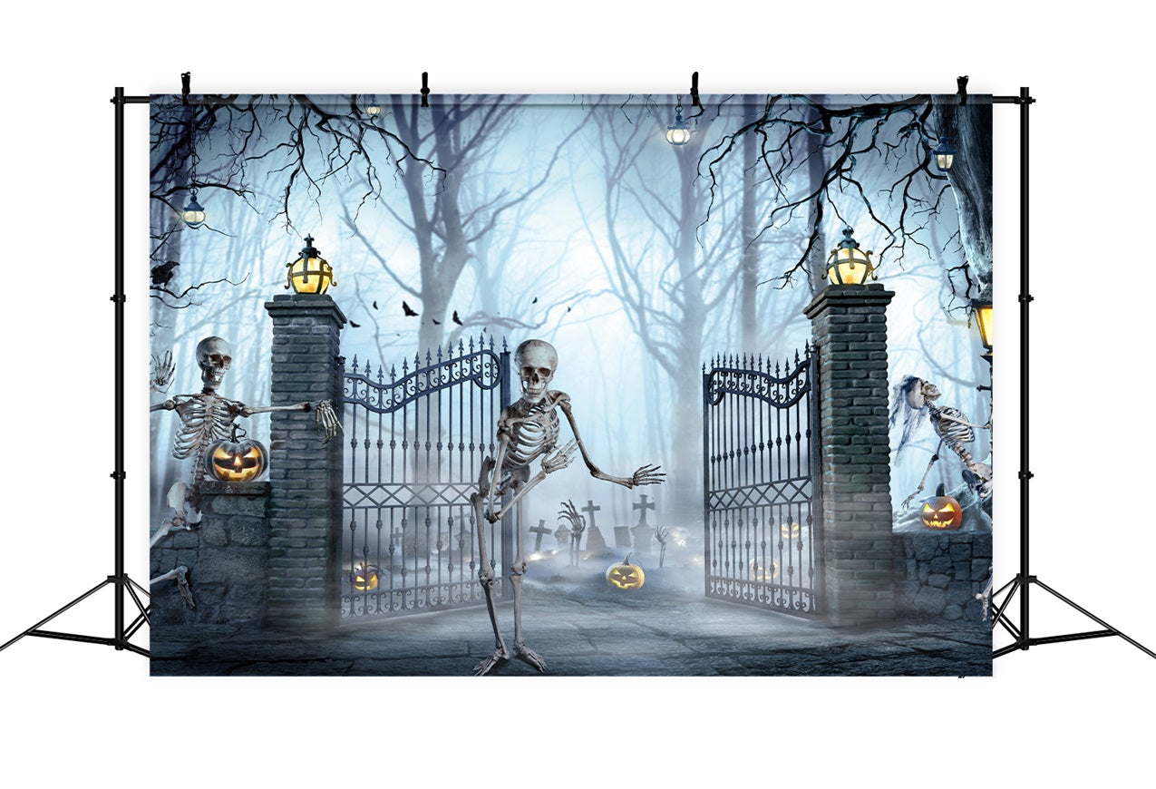 Halloween Hintergrund Zu Verkaufen Friedhof Tore Skelette Hintergrund BRP10-214