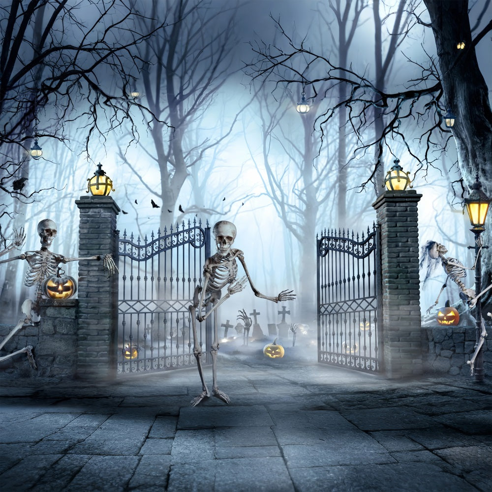 Halloween Hintergrund Zu Verkaufen Friedhof Tore Skelette Hintergrund BRP10-214