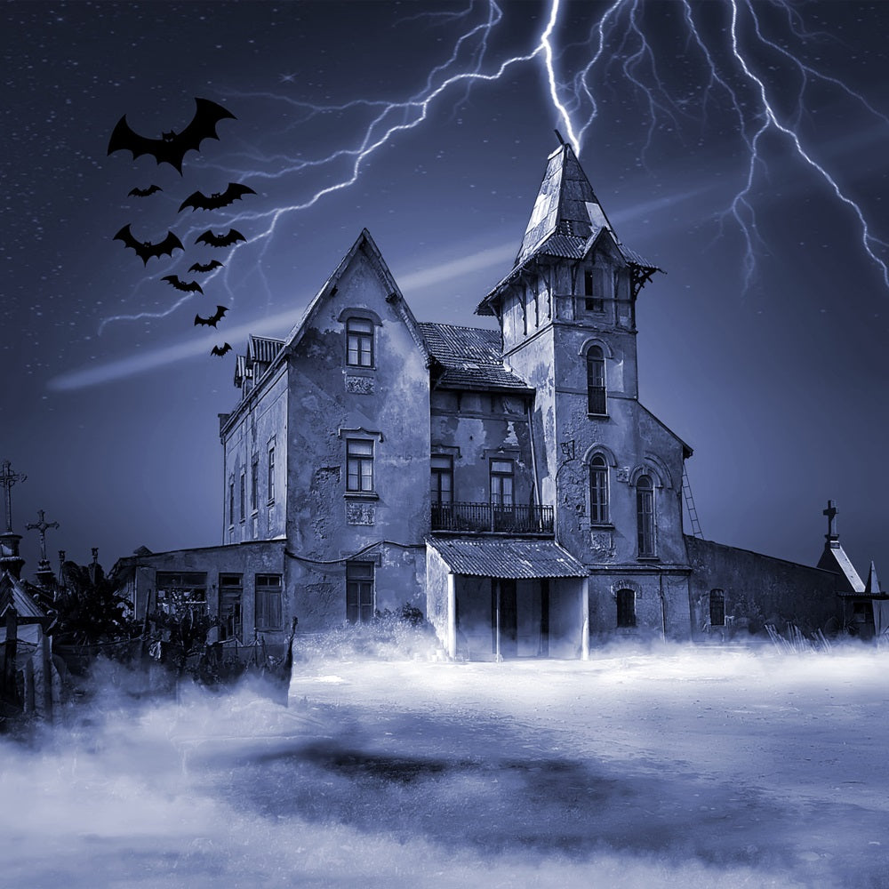 Halloween Hintergrund Blitz Fledermäuse Haunted House Hintergrund BRP10-215