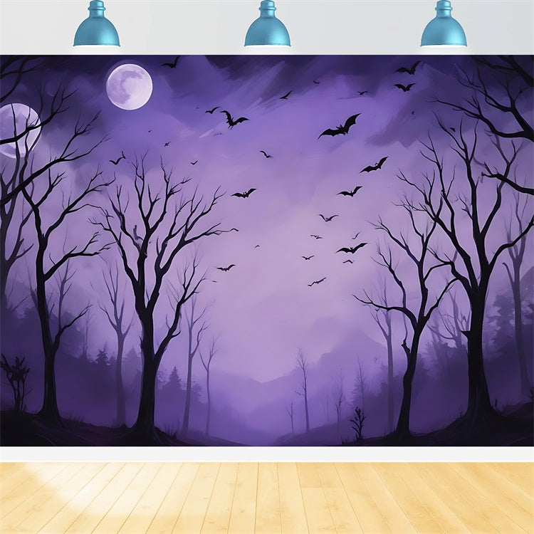 Halloween Hintergrund Design Nacht Lila Spukwald Hintergrund BRP10-217