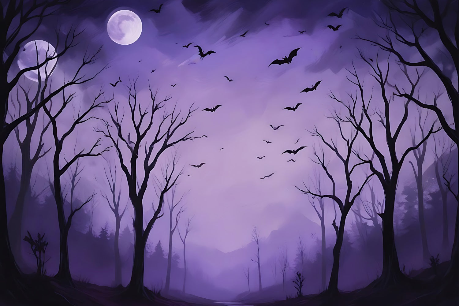 Halloween Hintergrund Design Nacht Lila Spukwald Hintergrund BRP10-217