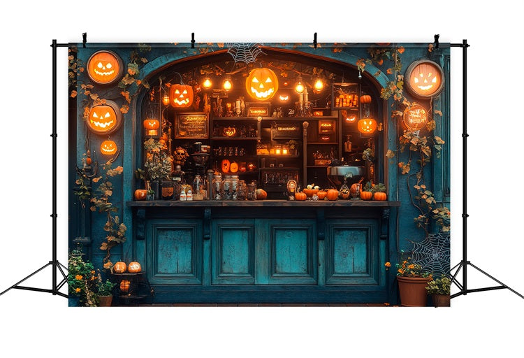 Hintergrund für Halloween Bar Glühende Kürbisse Hintergrund BRP10-219