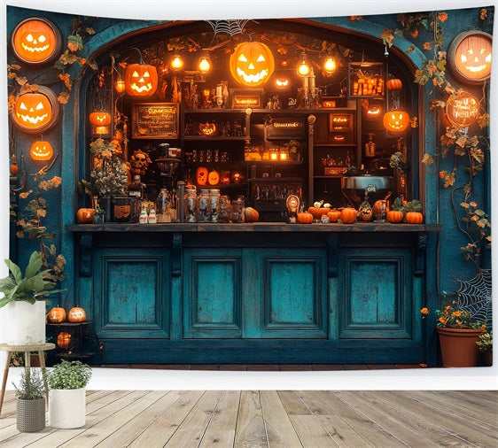 Hintergrund für Halloween Bar Glühende Kürbisse Hintergrund BRP10-219