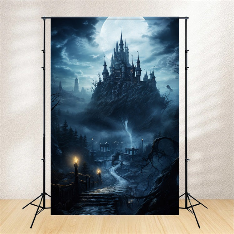 Hintergrund Ideen für Halloween Gothic Castle Misty Mountain Hintergrund BRP10-224