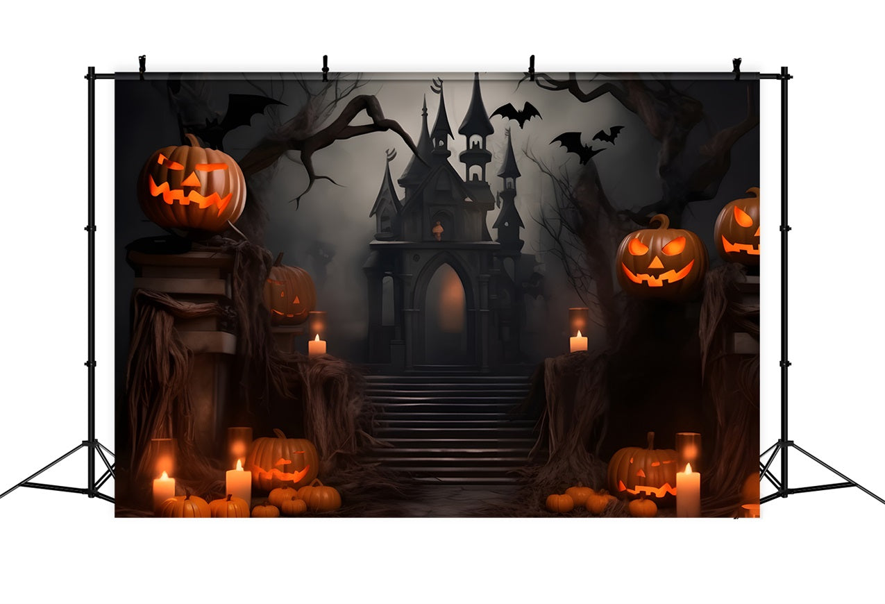 Halloween Castle Hintergrund Dark Gothic Creepy Pumpkins Hintergrund BRP10-229