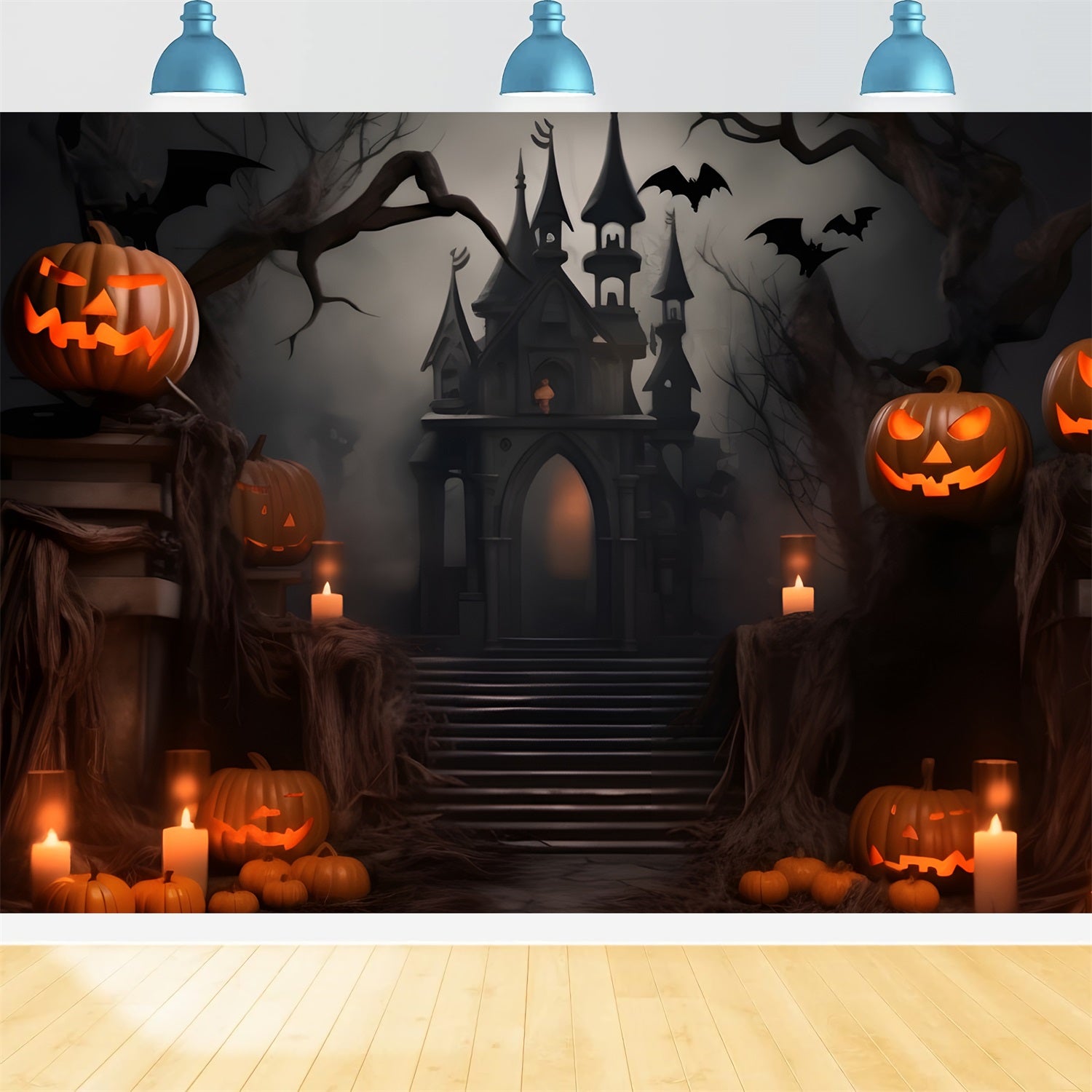 Halloween Castle Hintergrund Dark Gothic Creepy Pumpkins Hintergrund BRP10-229