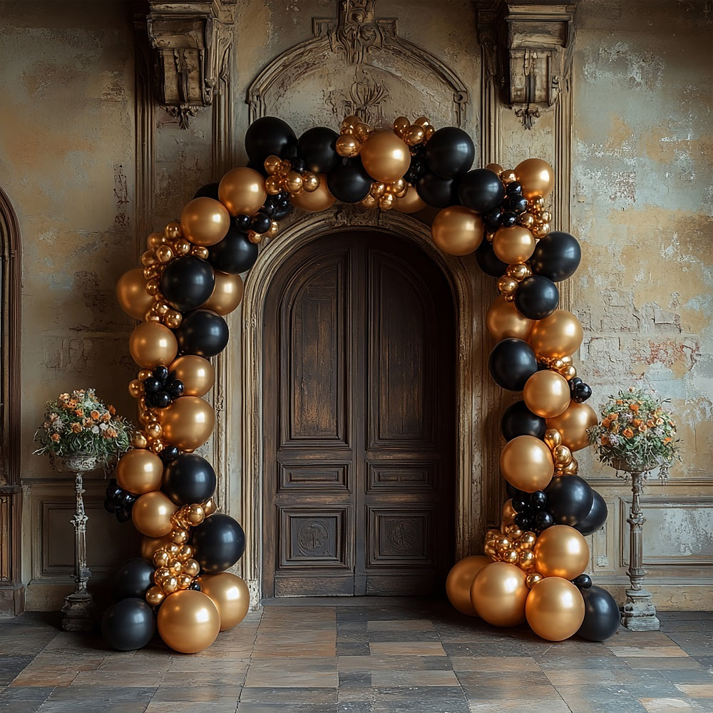 Arch Wall Hintergrund Schwarz Gold Ballon Display Hintergrund BRP10-287