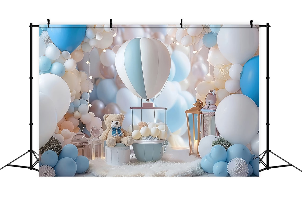 Personalisierte Kulisse für Geburtstag Ballons Teddybär Kulisse BRP10-312