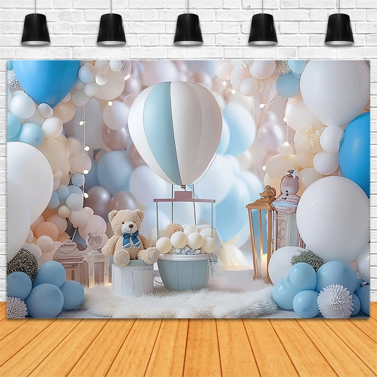 Personalisierte Kulisse für Geburtstag Ballons Teddybär Kulisse BRP10-312