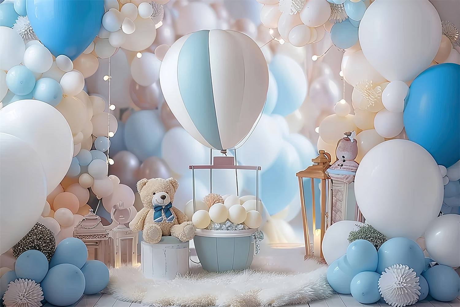 Personalisierte Kulisse für Geburtstag Ballons Teddybär Kulisse BRP10-312