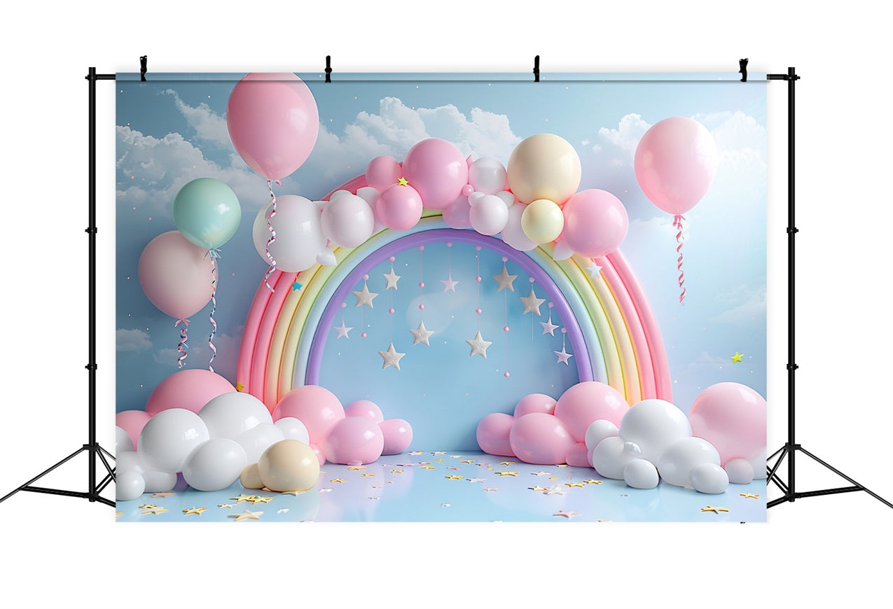 Personalisierte Geburtstag Hintergrund Regenbogen Bogen Ballons Hintergrund BRP10-313