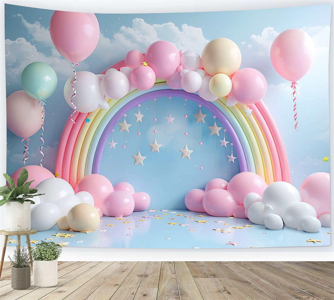 Personalisierte Geburtstag Hintergrund Regenbogen Bogen Ballons Hintergrund BRP10-313