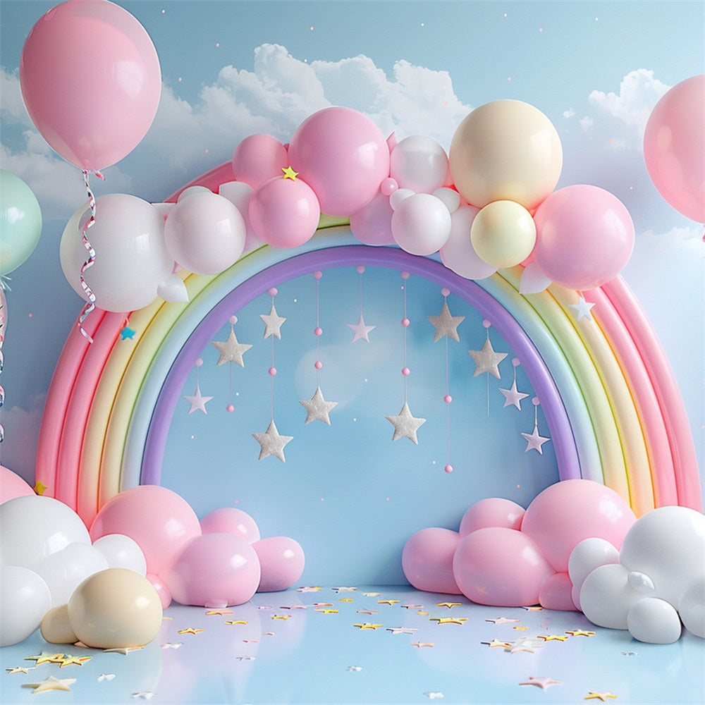 Personalisierte Geburtstag Hintergrund Regenbogen Bogen Ballons Hintergrund BRP10-313