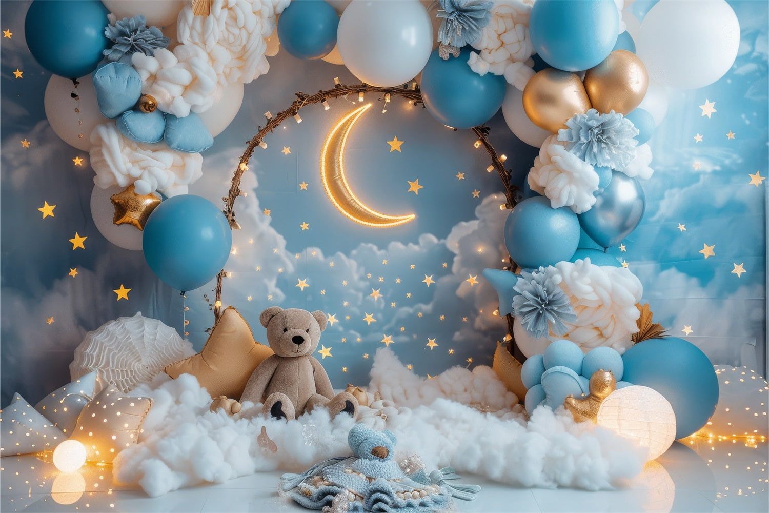 Geburtstag Hintergrund Stern Teddybär Mond Hintergrund BRP10-328