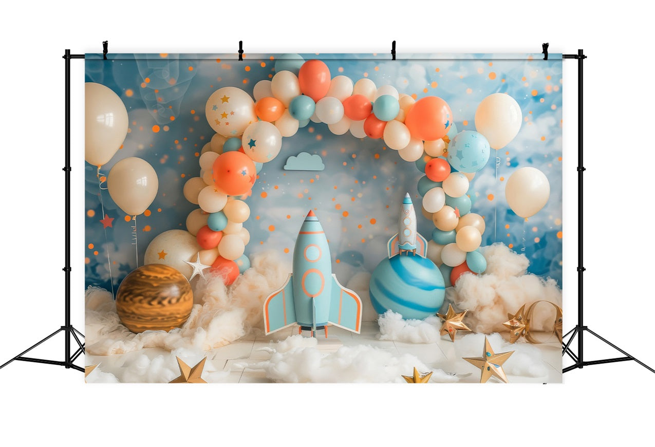 Hintergrund Happy Birthday Space Rocket Ballonbogen Hintergrund BRP10-331