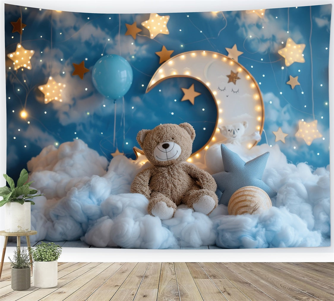 Geburtstag Fotokulissen Mond Teddybär Wolke Hintergrund BRP10-334