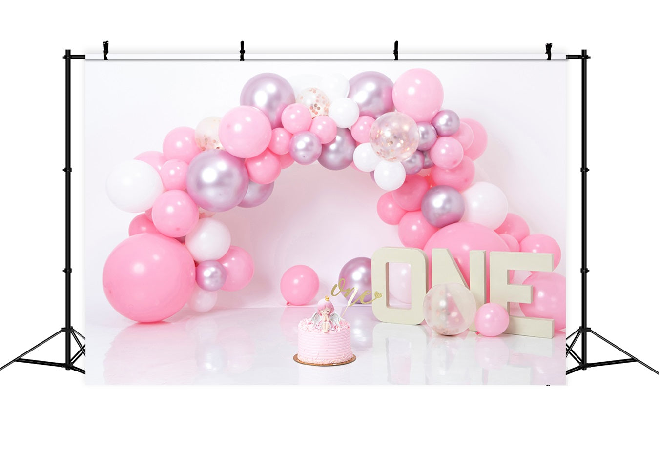 1. Geburtstag Fotohintergrund rosa lila Ballon Hintergrund BRP10-337