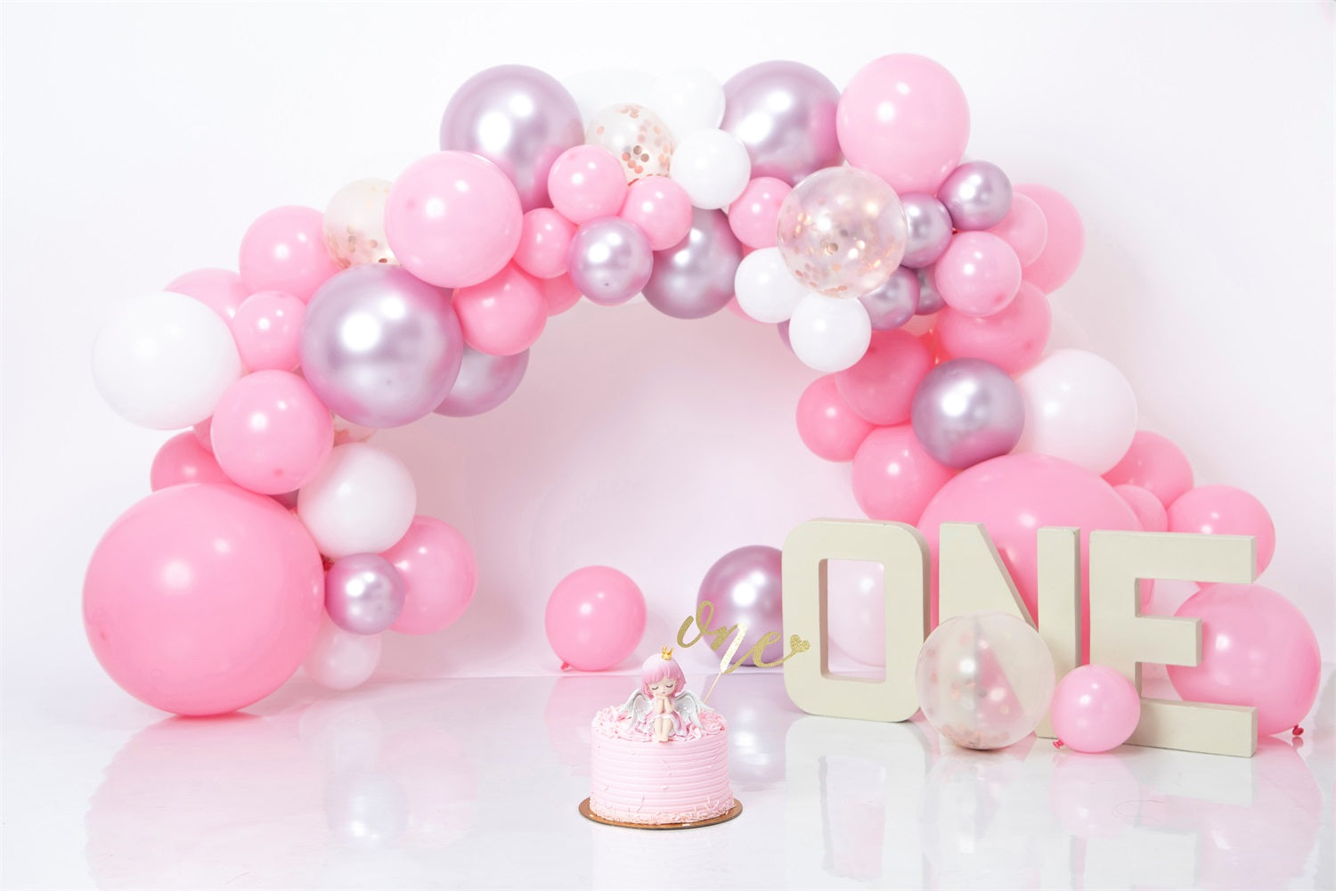 1. Geburtstag Fotohintergrund rosa lila Ballon Hintergrund BRP10-337