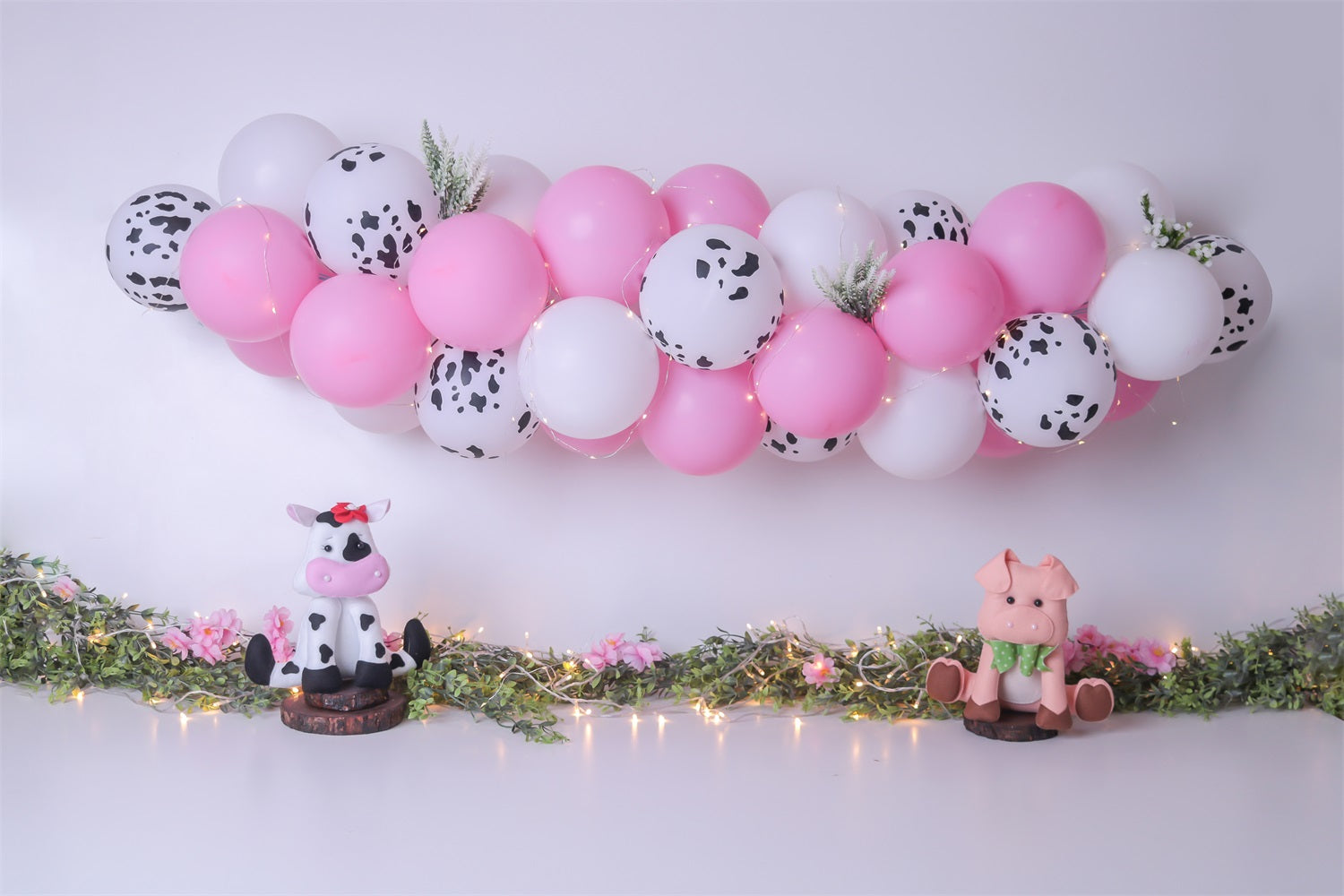 Hintergrund für Geburtstag Bauernhof-Themed Kuh Schwein Ballon Hintergrund BRP10-339