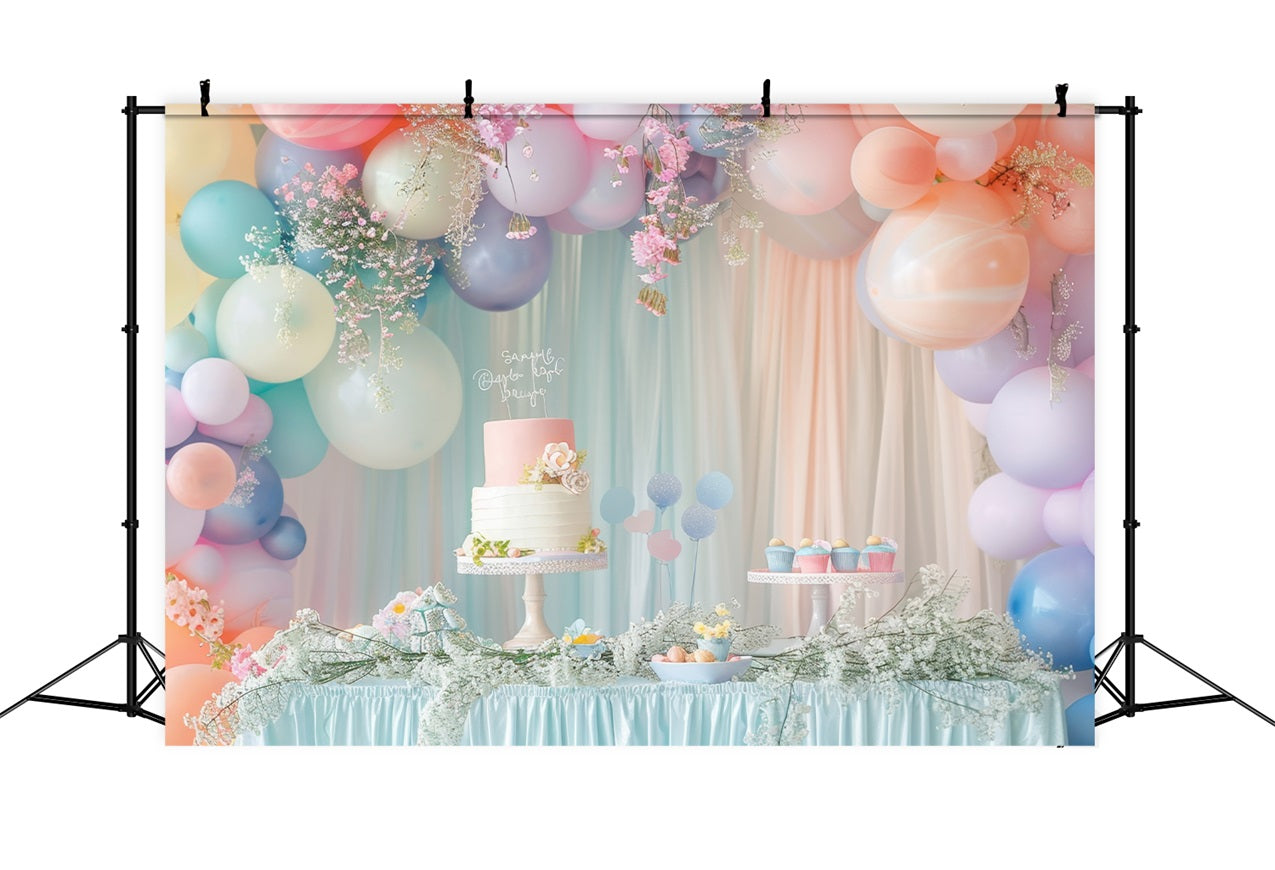 Geburtstagsparty Fotokulisse Kuchen Tisch Ballons Hintergrund BRP10-346