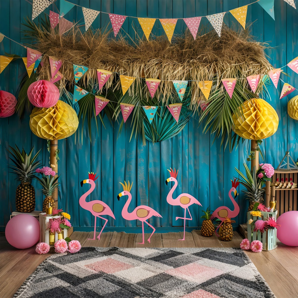 Hintergrund für Geburtstage Tropische Party Szene Flamingos Hintergrund BRP10-398
