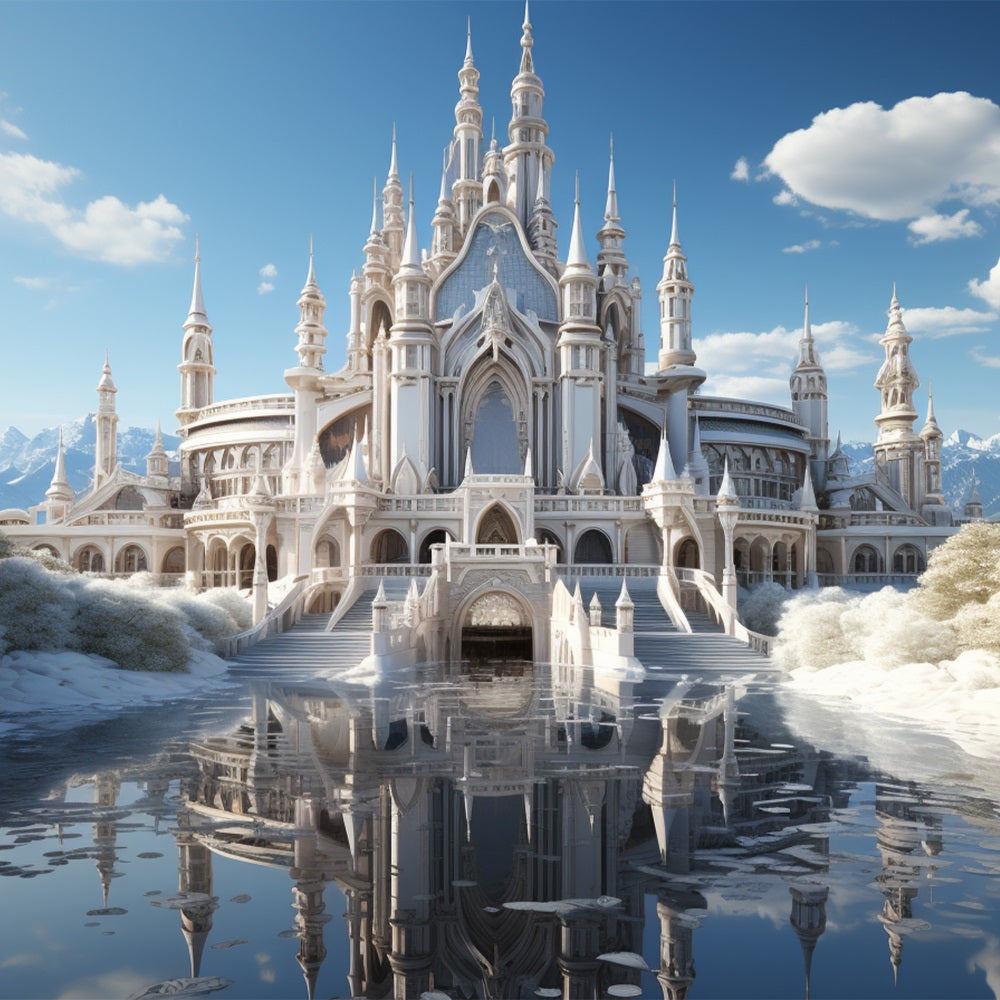 Winter Grand White Castle Eisige Reflektionen Hintergrund BRP10-40