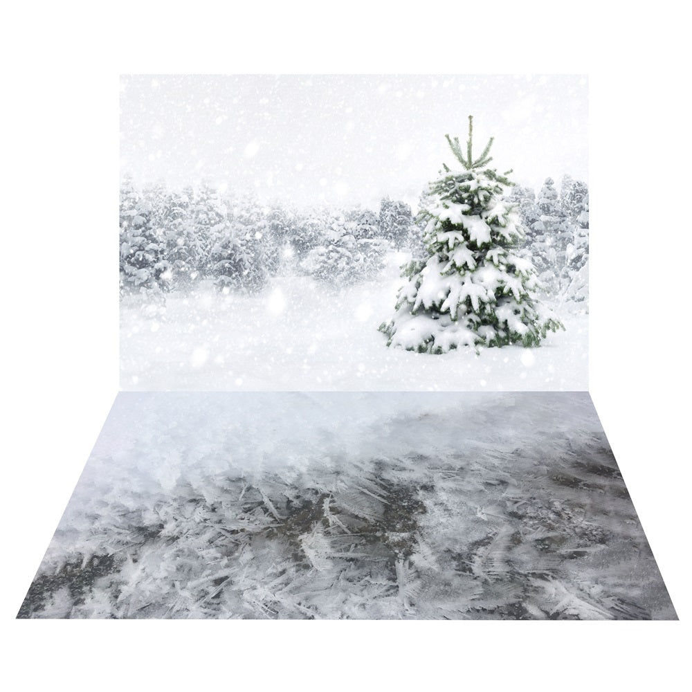 Winter Schneebedeckter Baum Hintergrund+Frostboden Boden Hintergrund BRP10-464