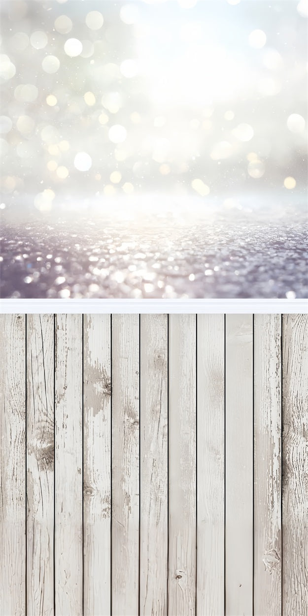 Bokeh Sparkle White Wood Sweep Boden Hintergrund BRP10-534