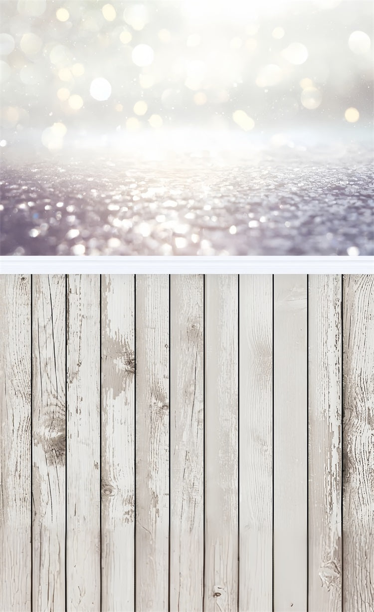 Bokeh Sparkle White Wood Sweep Boden Hintergrund BRP10-534