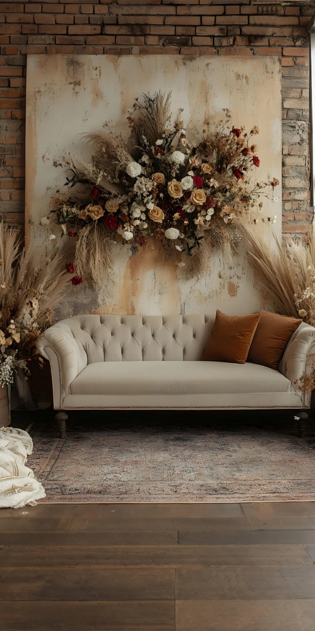 Boho Vintage Wand Sweep Floral Sofa Backdrop BRP10-565