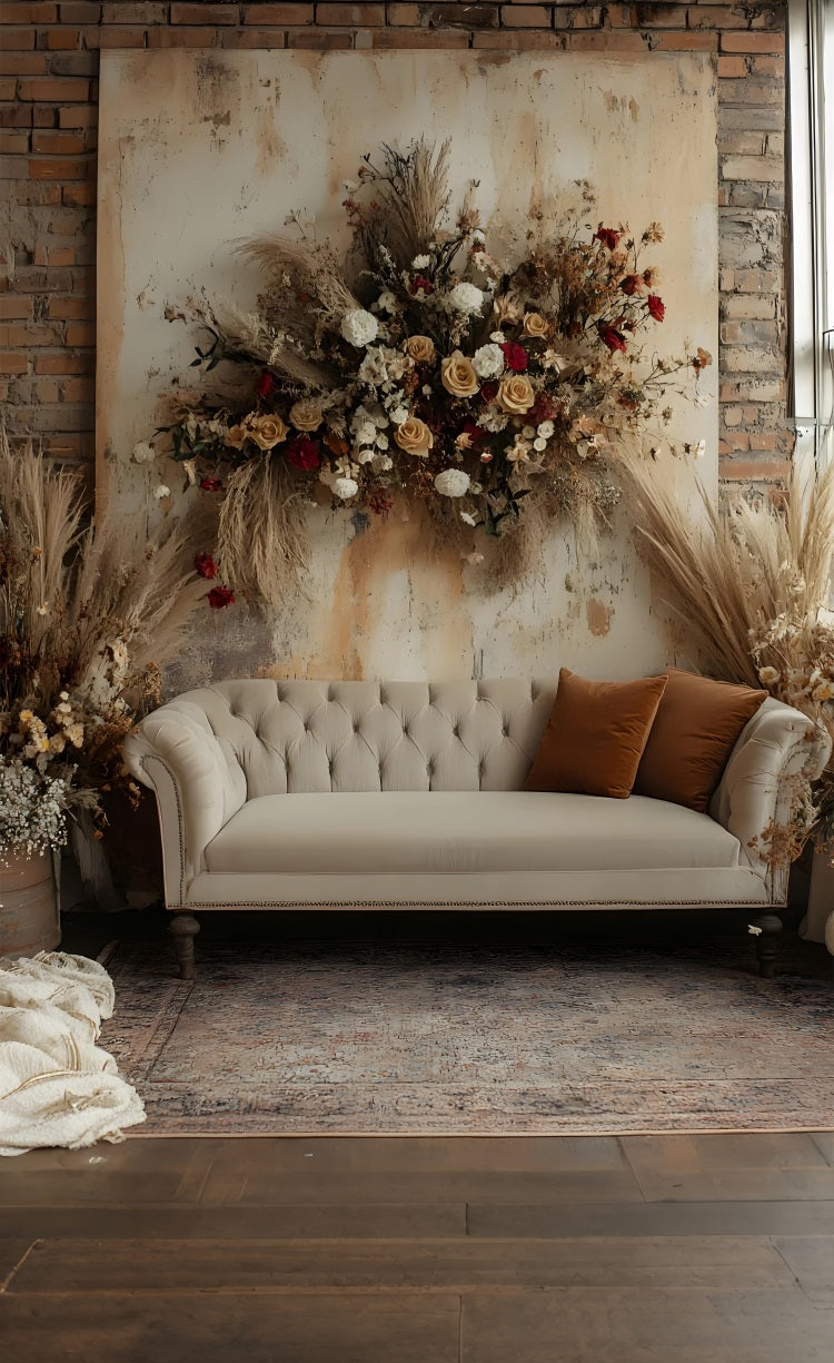 Boho Vintage Wand Sweep Floral Sofa Backdrop BRP10-565