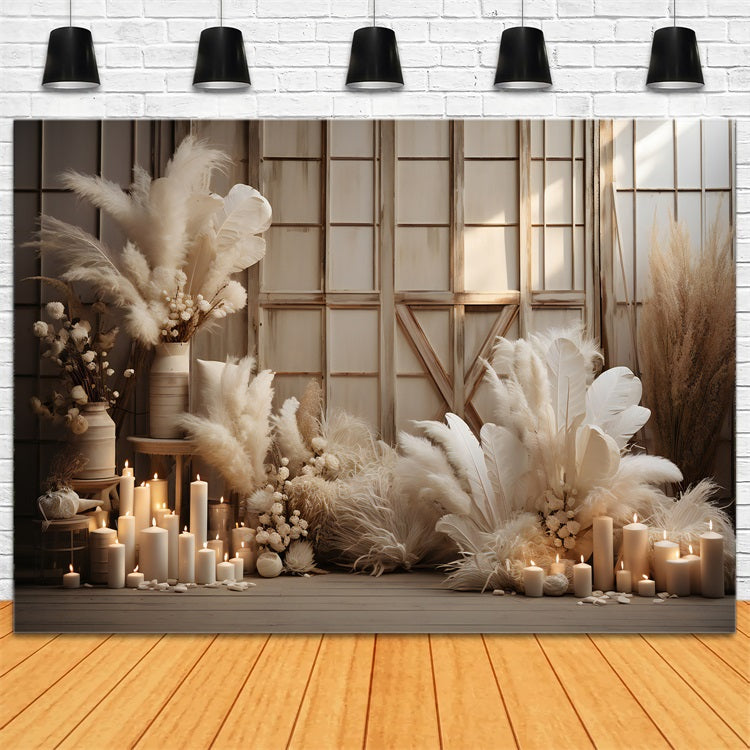 Boho-Hintergrund Pampas-Feder-Dekor-Hintergrund BRP10-575