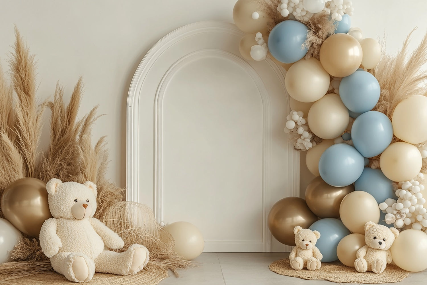 Boho Ballon Hintergrund Bogen Bären Pampas Hintergrund BRP10-581