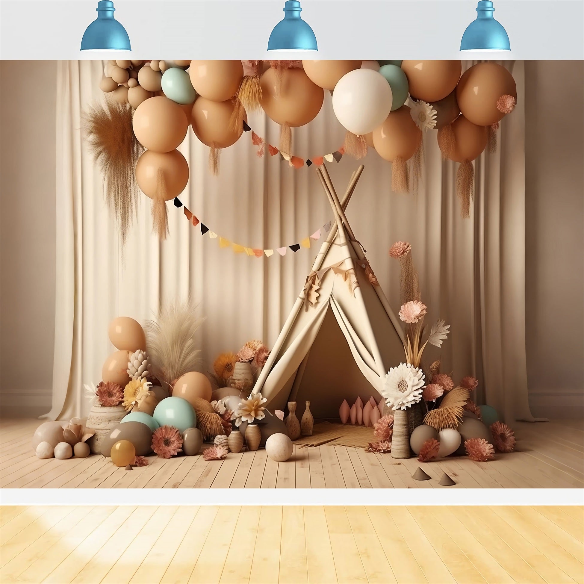 Boho Hintergrund Diy Teepee Ballon Party Hintergrund BRP10-597