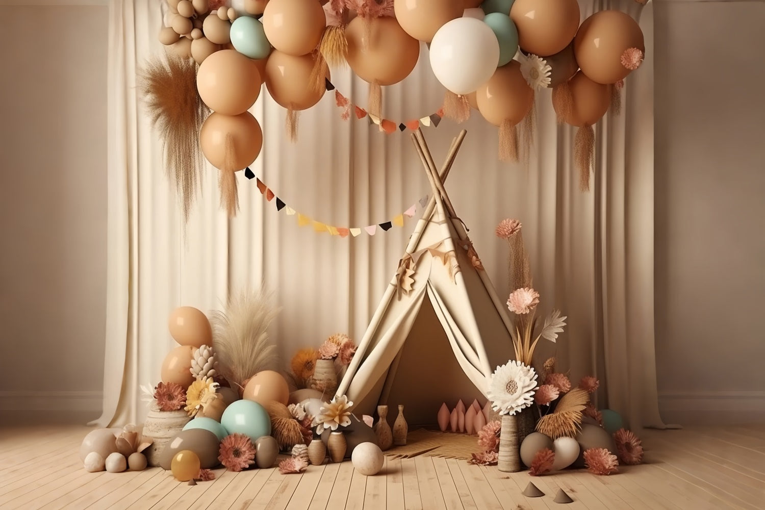 Boho Hintergrund Diy Teepee Ballon Party Hintergrund BRP10-597