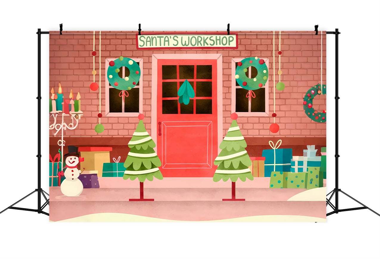 Weihnachts-Hintergrund Backdrops Santa's Workshop Entrance Decor Backdrop BRP10-631