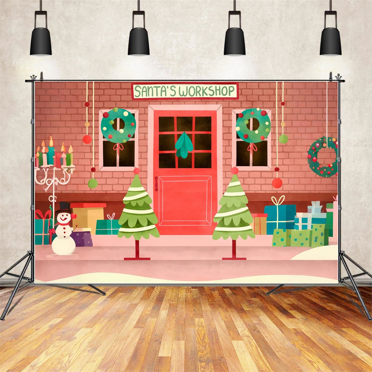 Weihnachts-Hintergrund Backdrops Santa's Workshop Entrance Decor Backdrop BRP10-631