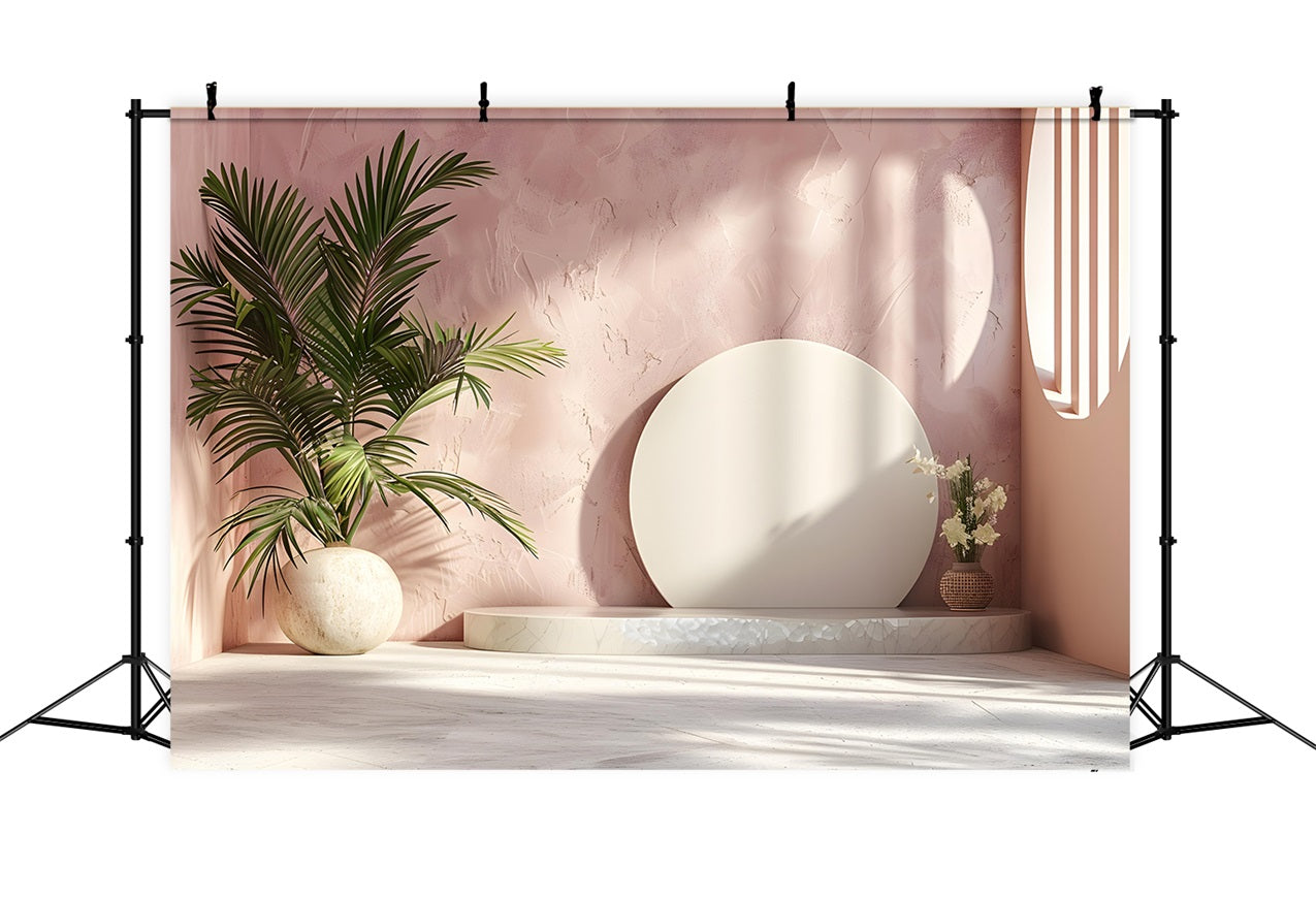 Zarte Boho Ästhetik Rosa Wand Palme Hintergrund BRP10-77