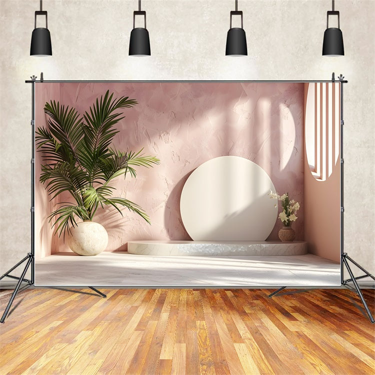 Zarte Boho Ästhetik Rosa Wand Palme Hintergrund BRP10-77