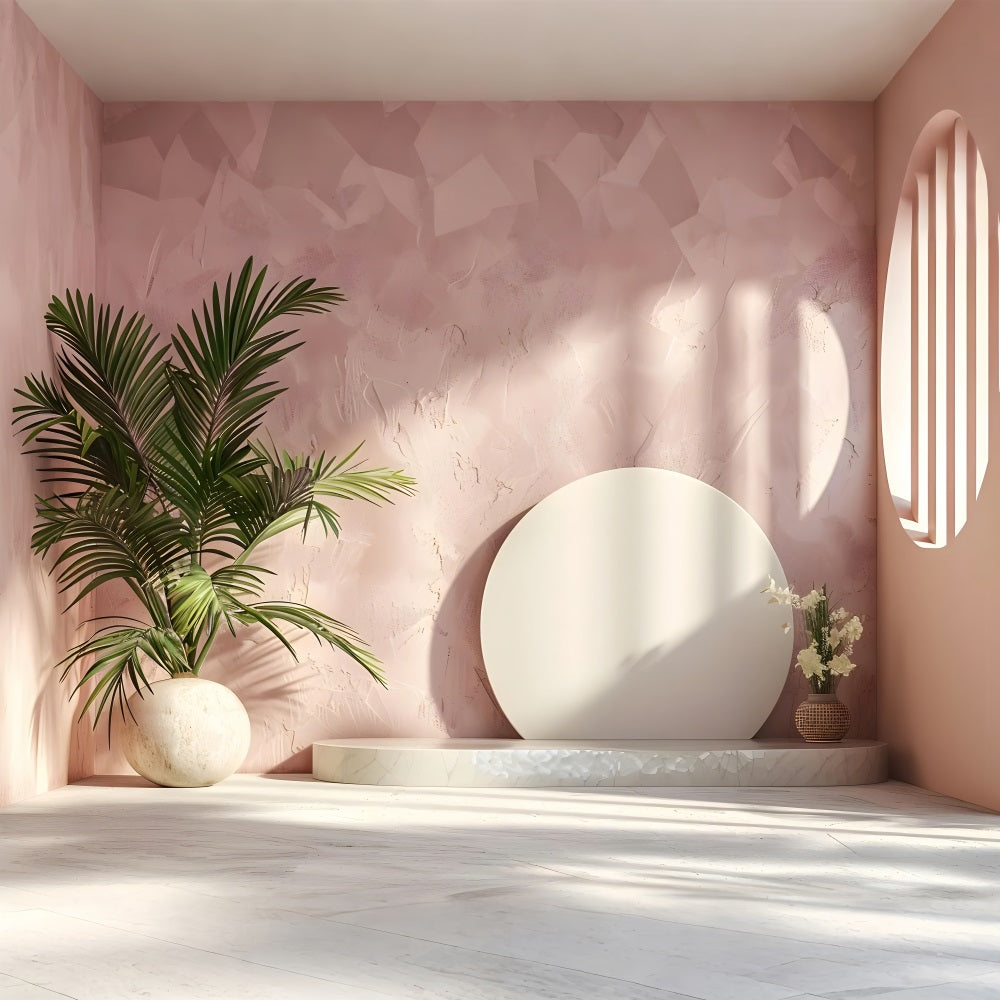 Zarte Boho Ästhetik Rosa Wand Palme Hintergrund BRP10-77