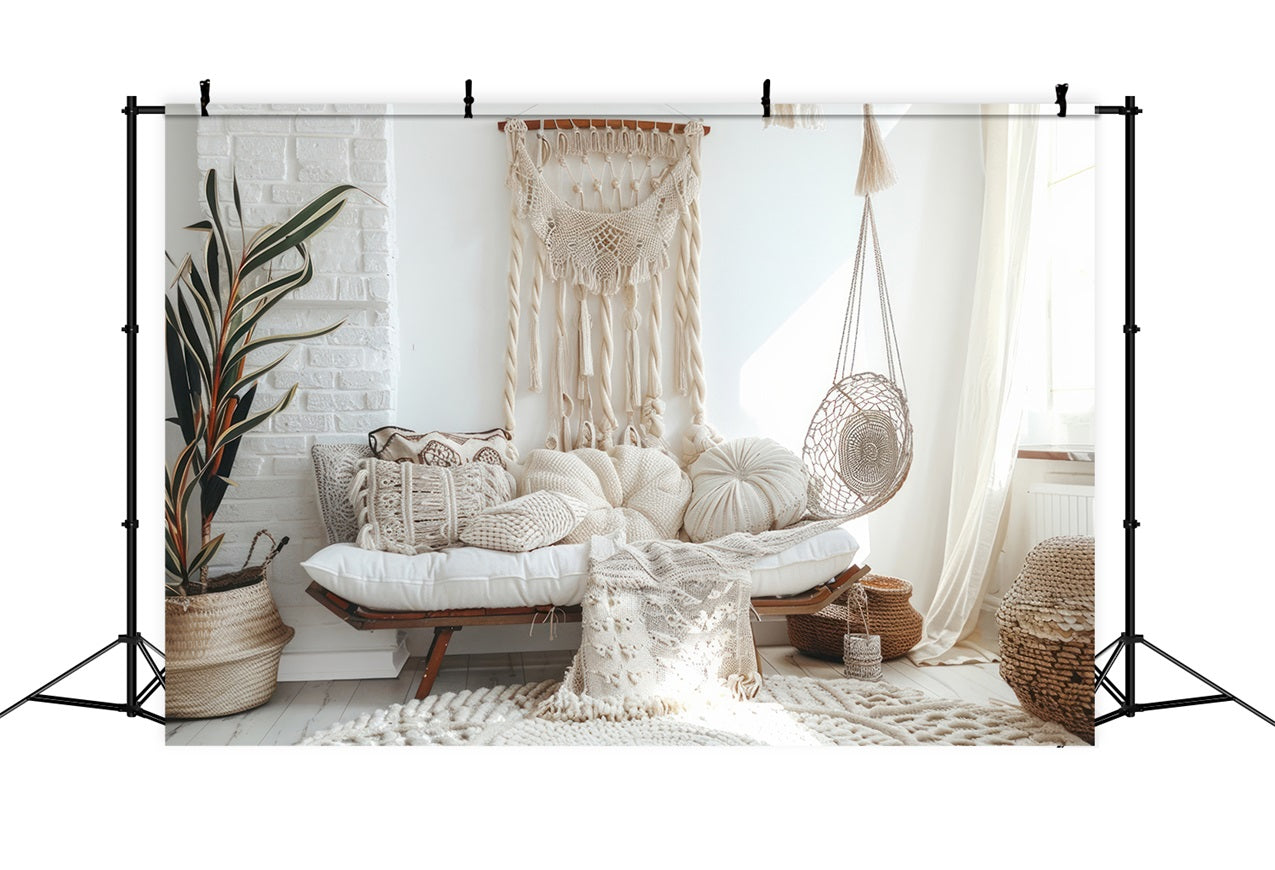 Boho inspirierte Zimmer gewebte Wandkunst Hintergrund BRP10-83