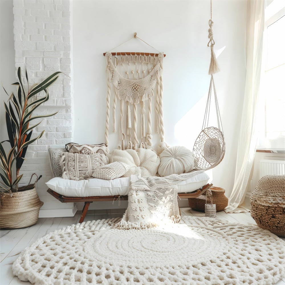 Boho inspirierte Zimmer gewebte Wandkunst Hintergrund BRP10-83