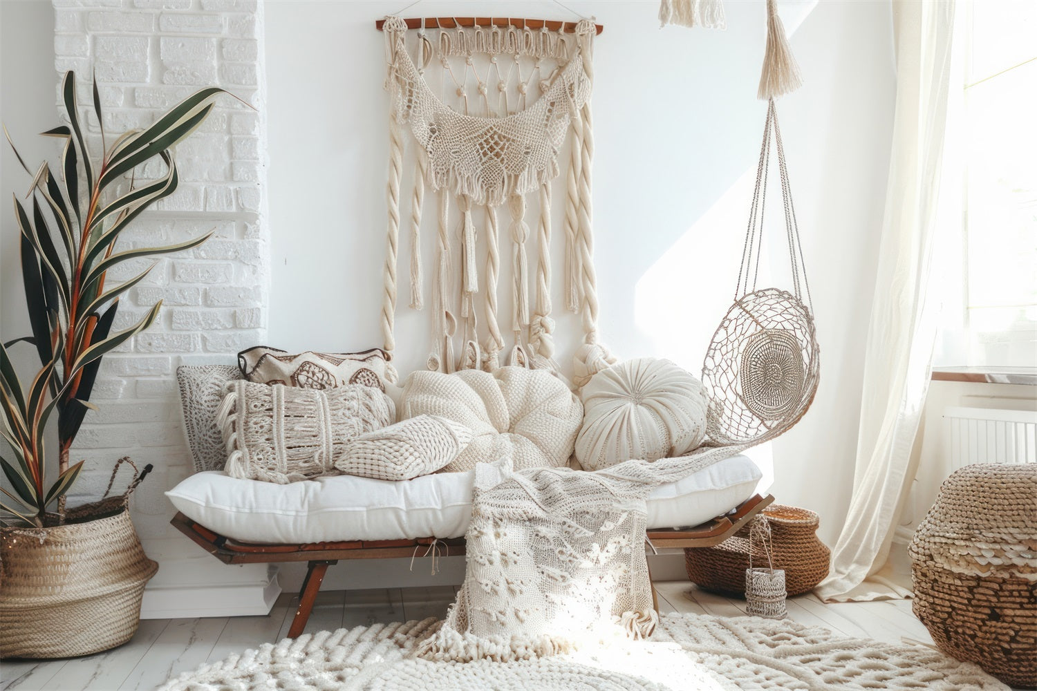 Boho inspirierte Zimmer gewebte Wandkunst Hintergrund BRP10-83