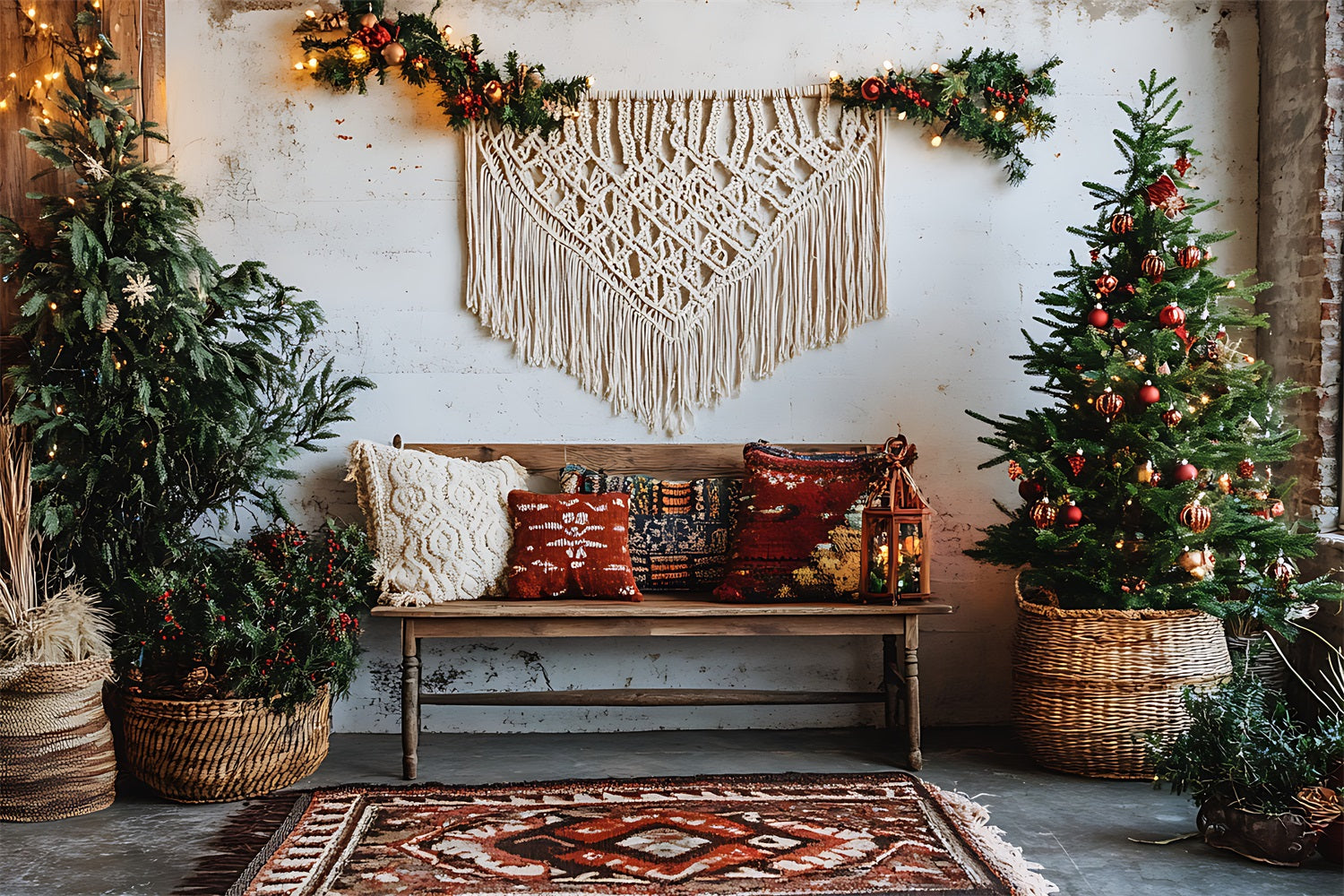 Bohemian gemütliche Weihnachten Wohnzimmer Hintergrund BRP10-93