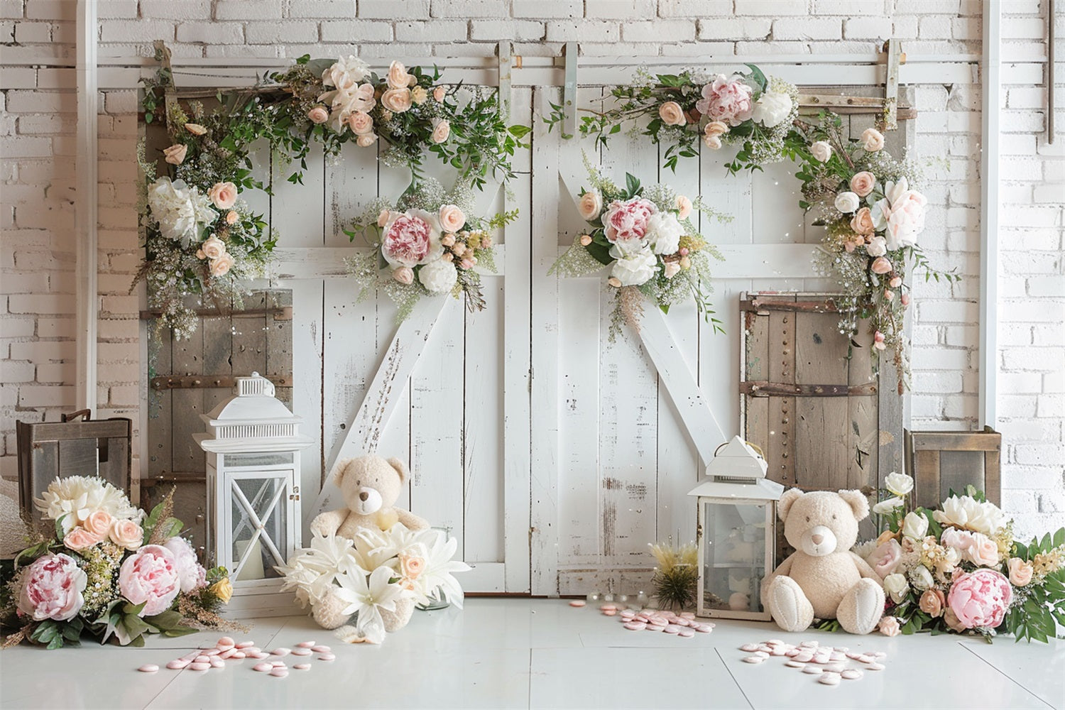 Romantische weiße Blume Hochzeit Boho Hintergrund BRP10-95