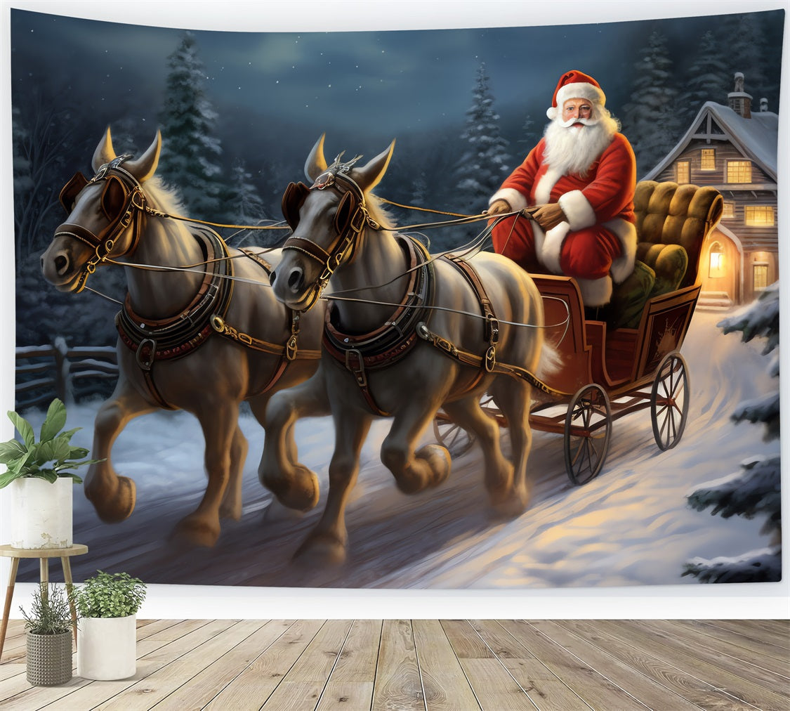 Weihnachten Photo Booth Backdrop Reindeer Santa's Sleigh Hintergrund BRP11-120