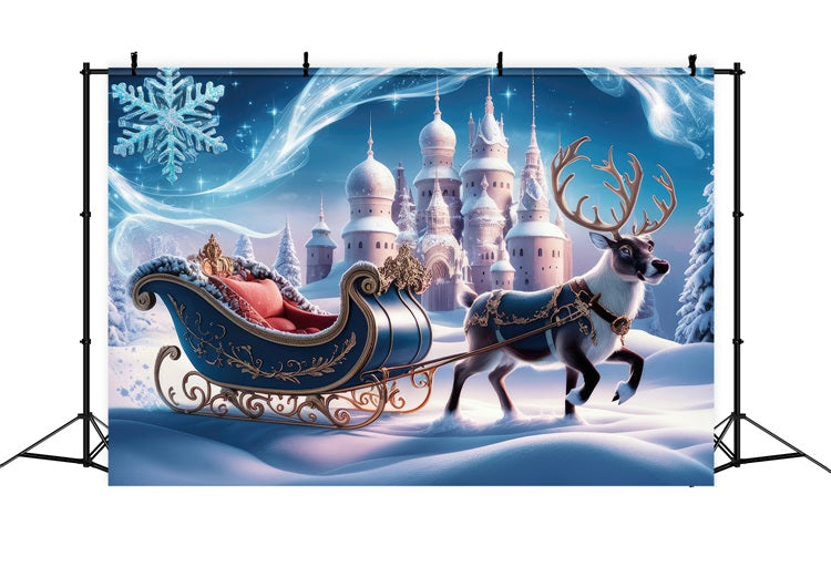 Weihnachten Backdrops Wonderland Schloss Schlitten Rentier Hintergrund BRP11-121