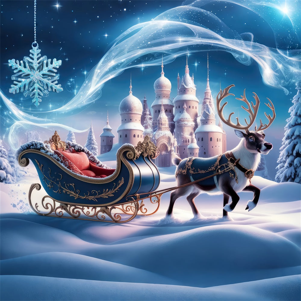 Weihnachten Backdrops Wonderland Schloss Schlitten Rentier Hintergrund BRP11-121