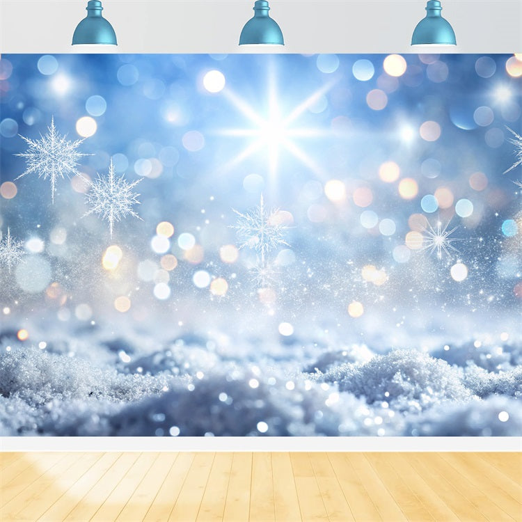 Backdrops für Weihnachten Icy Blue Bokeh Snowflake Backdrop BRP11-147